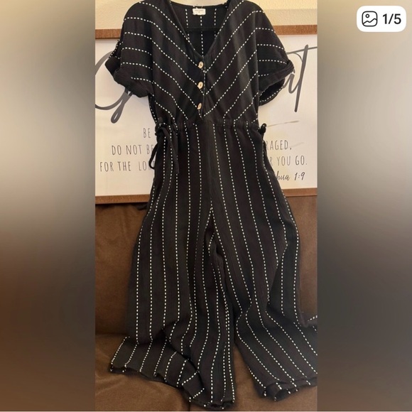 World market Black and White Striped Jumpsuit - Picture 6 of 6